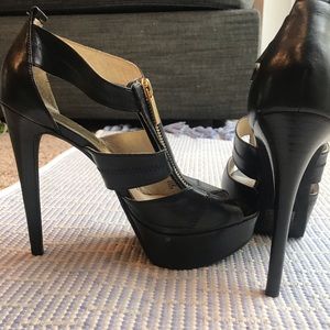 Michael Kors Gold Zipper Platform Heels